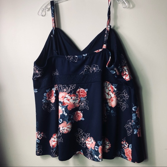 TORRID NWOT Navy floral print peplum tank top. - Picture 9 of 10